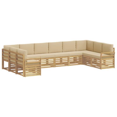 Комплект дивани за открито 10 pcs Бяло и Бежово