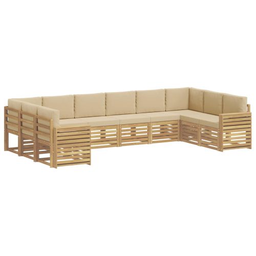 Комплект дивани за открито 10 pcs Бяло и Бежово