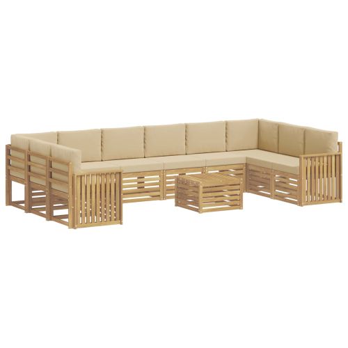 Комплект дивани за открито 11 pcs Бяло и Бежово 59 x 59 x 37 см