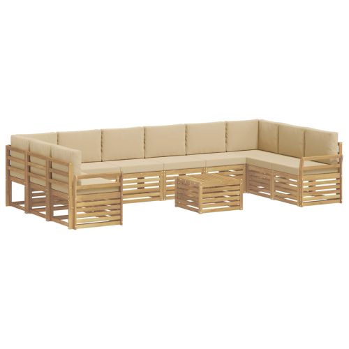 Комплект дивани за открито 11 pcs Бяло и Бежово 59 x 59 x 37 см