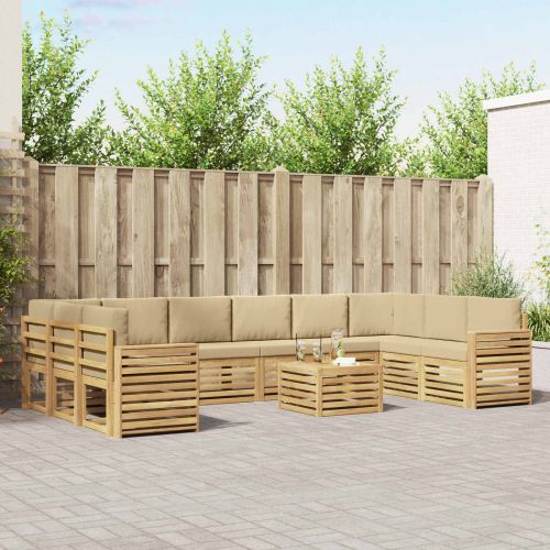 Комплект дивани за открито 11 pcs Бяло и Бежово 59 x 59 x 37 см