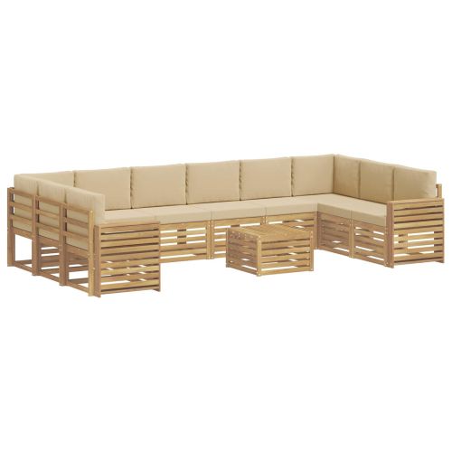 Комплект дивани за открито 11 pcs Бяло и Бежово 59 x 59 x 37 см