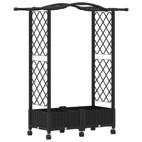 Повдигнато легло с решетка и покривка Черно 124 x 40 x 129 см
