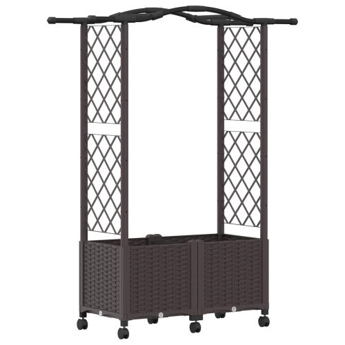 Повдигнато легло с решетка и покривка Кафяво 125 x 40 x 144 см
