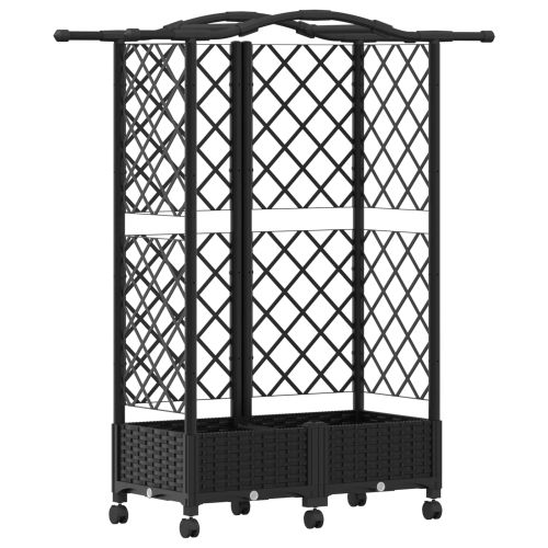 Повдигнато легло с решетка и покривка Черно 124 x 40 x 129 см