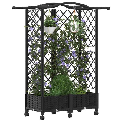 Повдигнато легло с решетка и покривка Черно 124 x 40 x 129 см