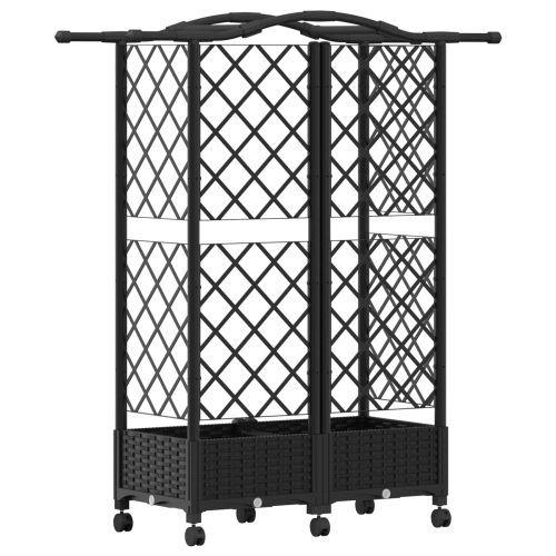 Повдигнато легло с решетка и покривка Черно 124 x 40 x 129 см