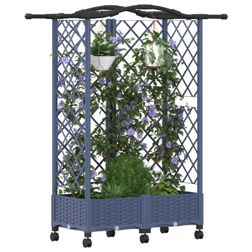 Повдигнато легло с решетка и покривка Сиво 124 x 40 x 129 см ПП