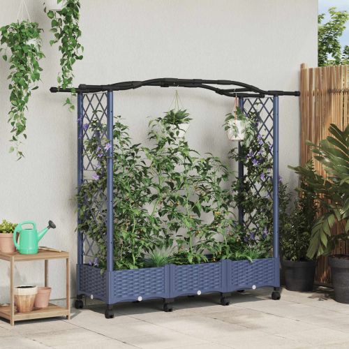 Повдигнато легло с решетка и покривка Сиво 169 x 40 x 129 см ПП