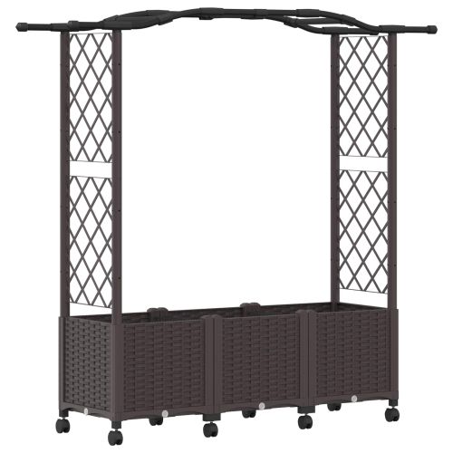 Повдигнато легло с решетка и покривка Кафяво 164 x 40 x 144 см