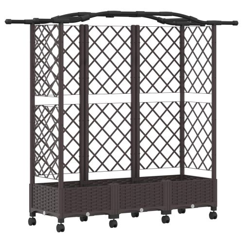 Повдигнато легло с решетка и покривка Кафяво 163 x 40 x 129 см