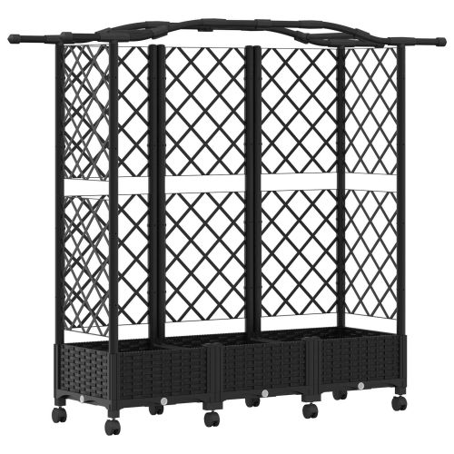 Повдигнато легло с решетка и покривка Черно 163 x 40 x 129 см