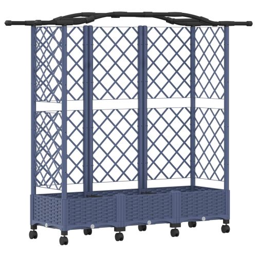 Повдигнато легло с решетка и покривка Сиво 163 x 40 x 129 см ПП