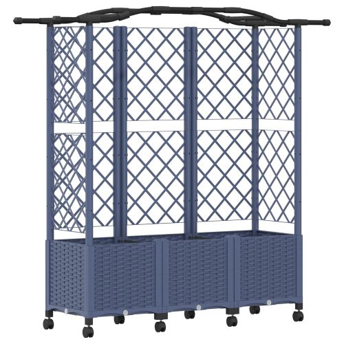 Повдигнато легло с решетка и покривка Сиво 163 x 40 x 144 см ПП