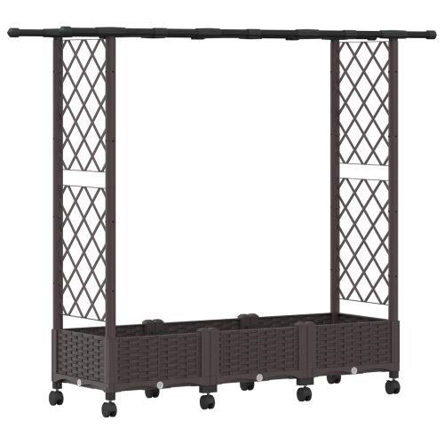 Повдигнато легло с решетка и покривка Кафяво 164 x 40 x 127 см