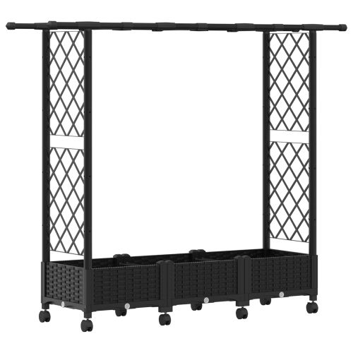 Повдигнато легло с решетка и покривка Черно 164 x 40 x 127 см