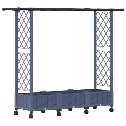 Повдигнато легло с решетка и покривка Сиво 164 x 40 x 127 см ПП