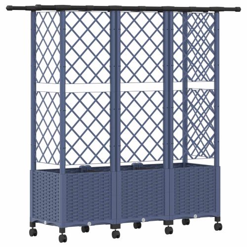 Повдигнато легло с решетка и покривка Сиво 163,5 x 40 x 142 см