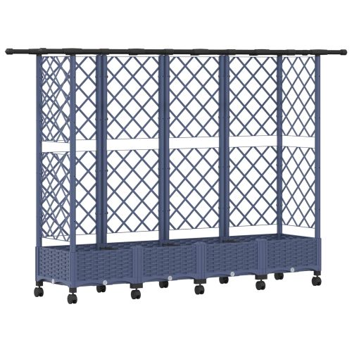 Повдигнато легло с решетка и покривка Сиво 202,5 x 40 x 127 см