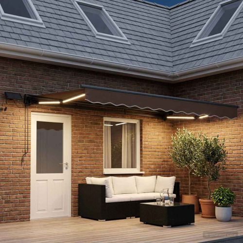 Ръчна рамка за сенник с LEDs Таупе 4,5 × 3,5 m