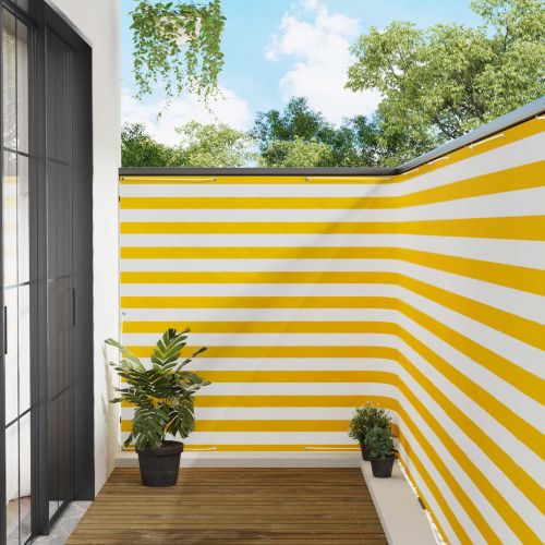 Прозорец за балкон 150 x 600 cm Тъкан с PU покритие Жълт и бял