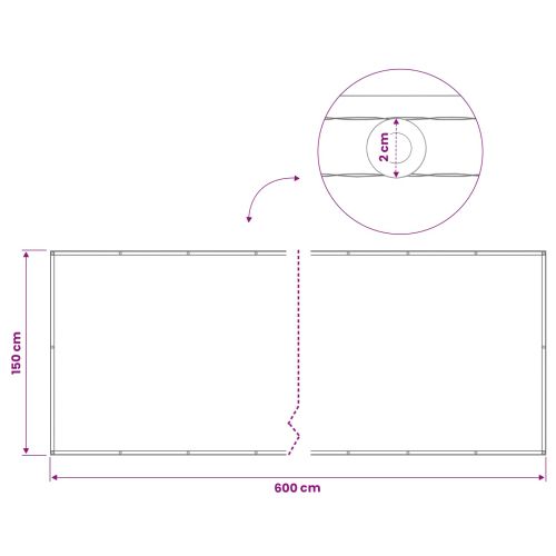 Прозорец за балкон 150 x 600 cm Тъкан с PU покритие Червено