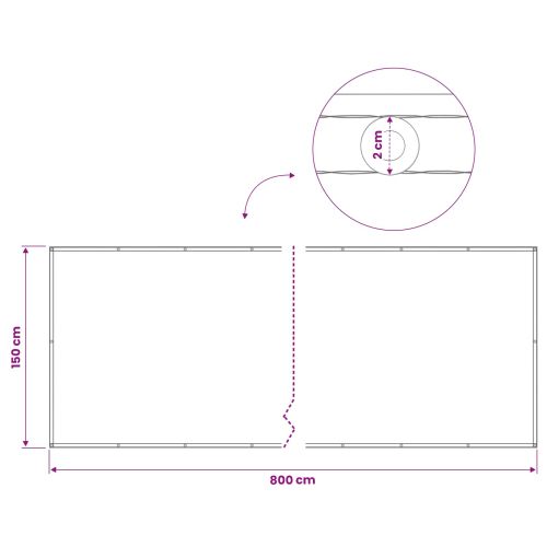 Прозорец за балкон 150 x 800 cm Тъкан с PU покритие Червено