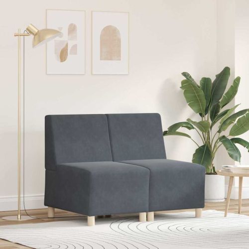 Модулен диван без ръкави 2 pcs Тъмен сив 55 x 74 x 82 см Кадифе