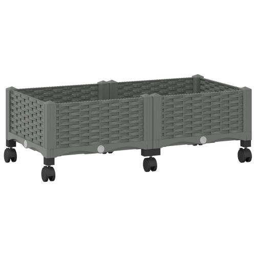 Градинска саксия с колела Светлосиво 80 x 40 x 33 см ПП