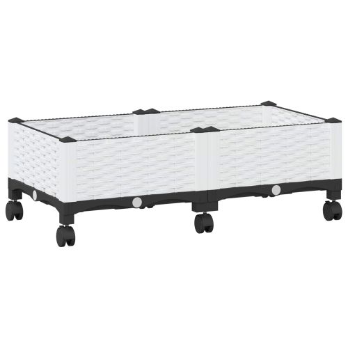 Градинска саксия с колела Бяло 80 x 40 x 33 см ПП