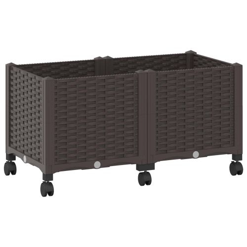Градинска саксия с колела Кафяво 80 x 40 x 44 см ПП