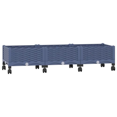 Градинска саксия с колела Синьо сиво 120 x 40 x 33 см ПП