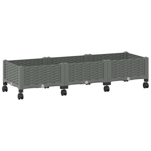 Градинска саксия с колела Светлосиво 120 x 40 x 33 см ПП