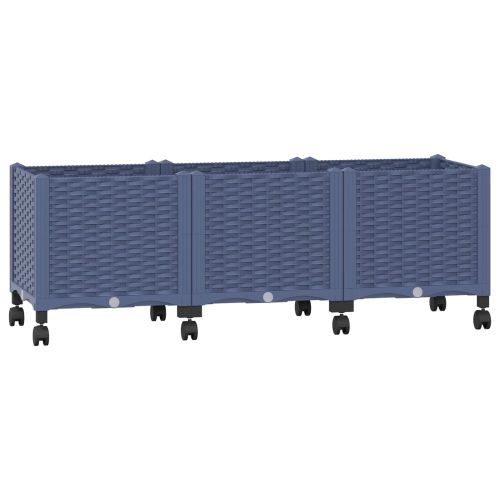 Градинска саксия с колела Синьо сиво 120 x 40 x 48 см ПП