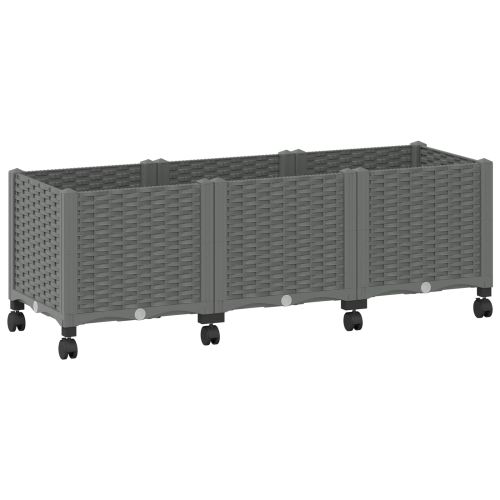 Градинска саксия с колела Светлосиво 120 x 40 x 48 см ПП