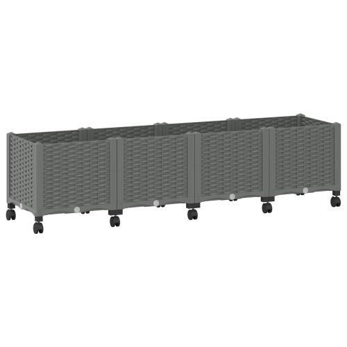 Градинска саксия с колела Светлосиво 160 x 40 x 48 см ПП