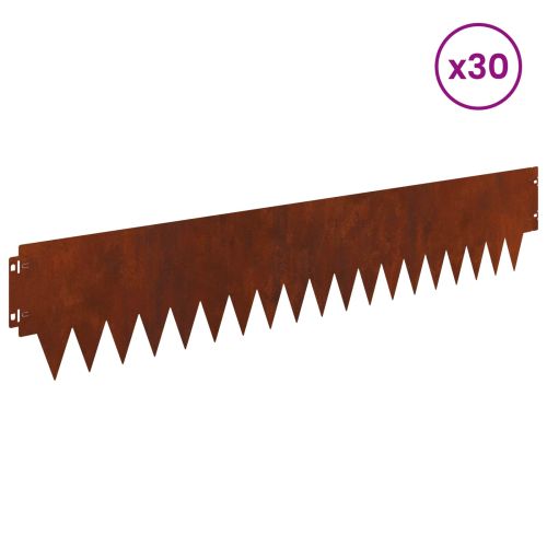 Ограда за трева 30 pcs 103 x 20 см метал Ръждясало