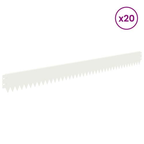 Ограда за трева 20 pcs 103 x 10 см Стомана Бяло