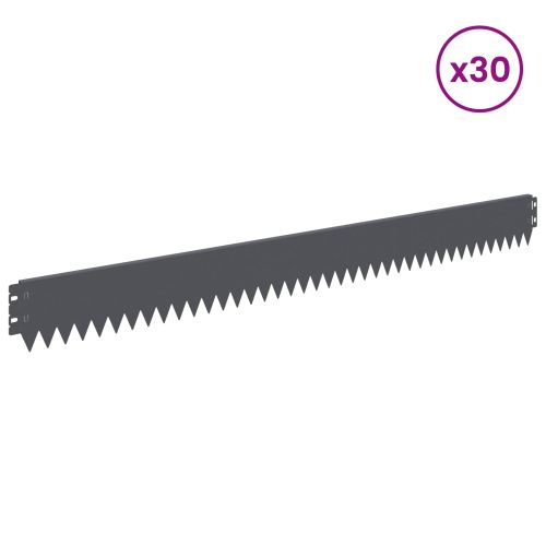 Ограда за трева 30 pcs 103 x 10 см Стомана Антрацит