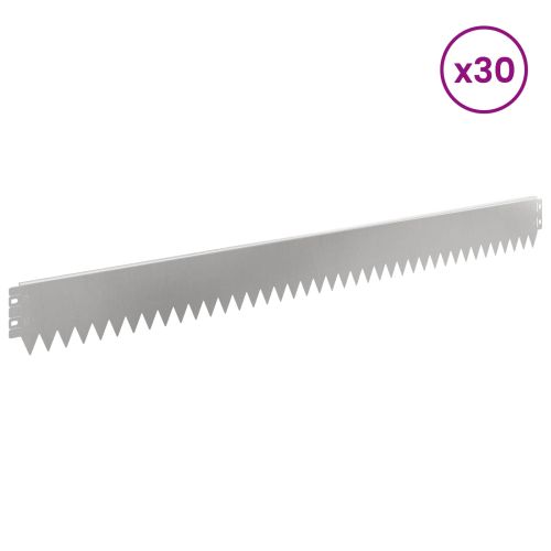 Ограда за трева 30 pcs 103 x 10 см Стомана Сребристо
