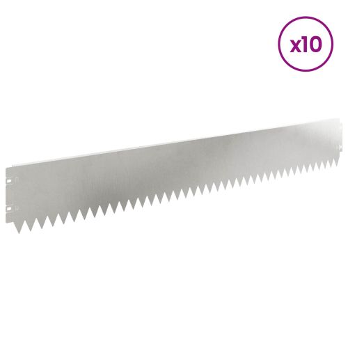 Ограда за трева 10 pcs 103 х 15 см Стомана Сребристо