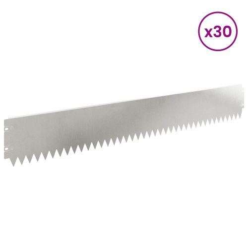 Ограда за трева 30 pcs 103 х 15 см Стомана Сребристо
