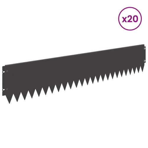 Ограда за трева 20 pcs 103 x 20 см Стомана Черно