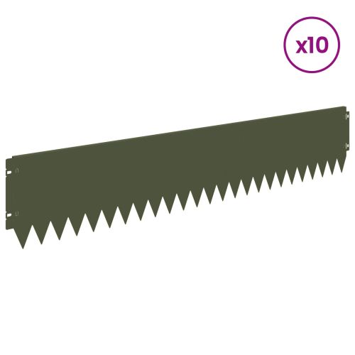 Ограда за трева 10 pcs 103 x 20 см Стомана Маслиненозелено