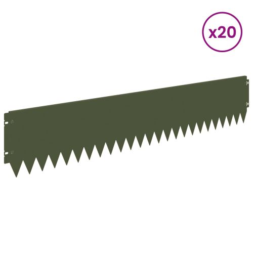 Ограда за трева 20 pcs 103 x 20 см Стомана Маслиненозелено