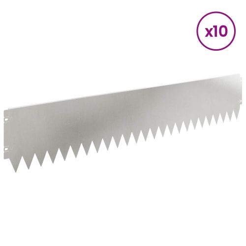 Ограда за трева 10 pcs 103 x 20 см Стомана Сребристо