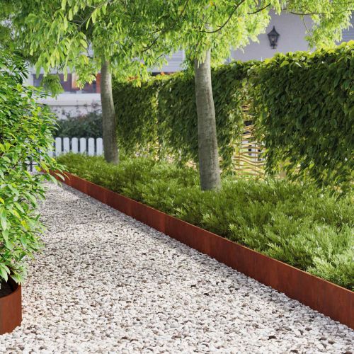 Ограда за трева 10 pcs 103 x 20 см Стомана Ръждясало