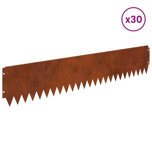 Ограда за трева 30 pcs 103 x 20 см Стомана Ръждясало