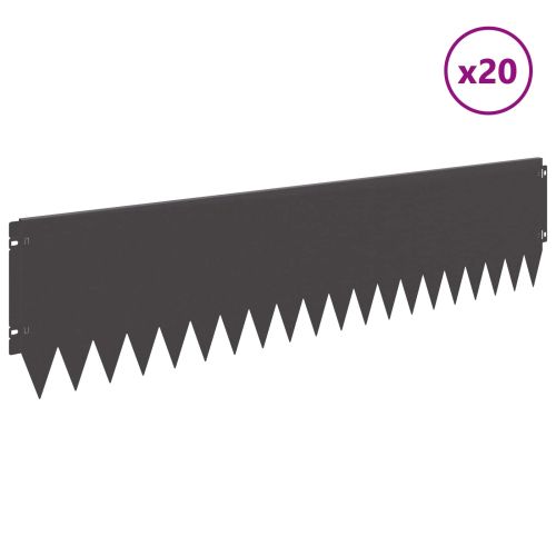 Ограда за трева 20 pcs 103 x 25 см Стомана Черно