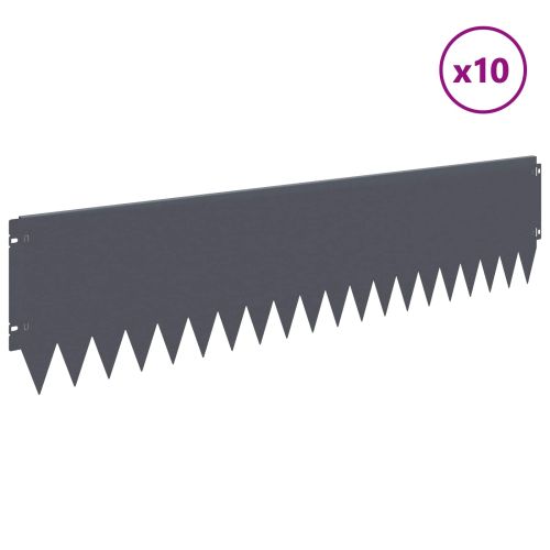 Ограда за трева 10 pcs 103 x 25 см Стомана Антрацит